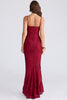 Burgundy Spaghetti-Strap Cowl Neck Maxi Dress
